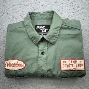 Friday the 13th Shirt Mens Small Green Camp Crystal Lake Jason Voorhees Costume